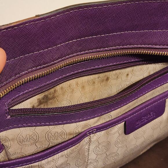 Stunning Michael Kors Selma Purple Large Handbag Satchel Tote Purse - Picture 8 of 12